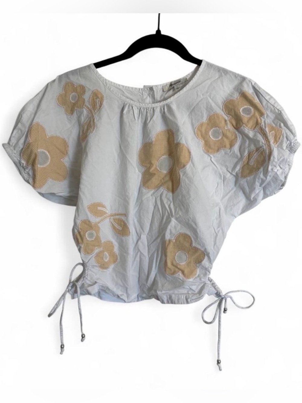 Madewell Embroidered Poplin Puff Sleeve Blouse